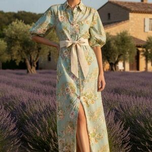 NWOT Trish Scully Farleigh Dress French Blue Floral XS